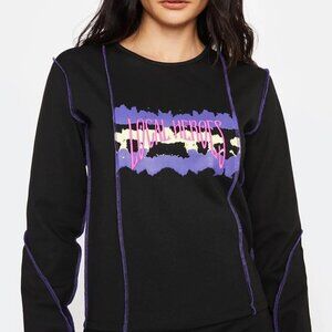 Local Heroes Fantasy Logo Graphic Top Size L Black Long Sleeve Stretch Pullover